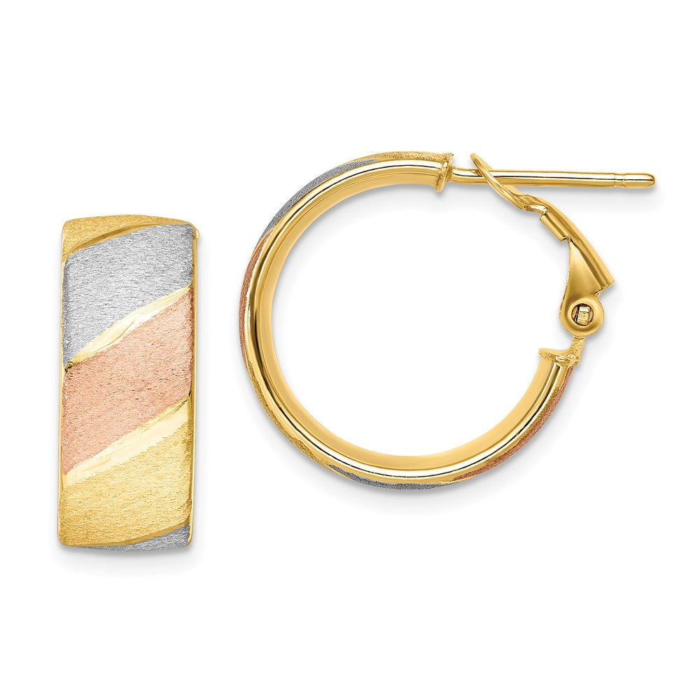 14K White and Rose Gold-plated Brushed Hoop Earrings