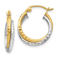 Load image into Gallery viewer, 14K Two-tone D/C Hinged Hoop Earrings

