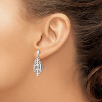 Load image into Gallery viewer, 14k White Gold Polished D/C Post Dangle Chandelier Earrings
