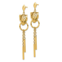 Load image into Gallery viewer, 14k Polished Green Enamel Tiger Post Dangle Earrings
