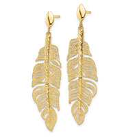 Load image into Gallery viewer, 14k Polished D/C Textured Leaf Post Dangle Earrings
