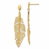 14k Polished D/C Textured Leaf Post Dangle Earrings