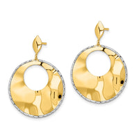Load image into Gallery viewer, 14k Two-tone Polished Textured Post Dangle Earrings

