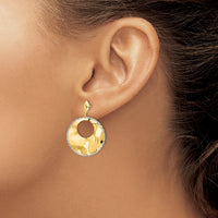 Load image into Gallery viewer, 14k Two-tone Polished Textured Post Dangle Earrings

