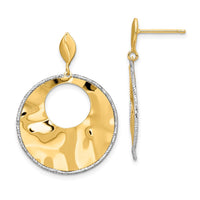 Load image into Gallery viewer, 14k Two-tone Polished Textured Post Dangle Earrings
