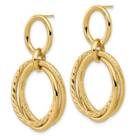 Load image into Gallery viewer, 14K Polished and Textured Post Dangle Earrings
