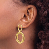 Load image into Gallery viewer, 14K Polished and Textured Post Dangle Earrings
