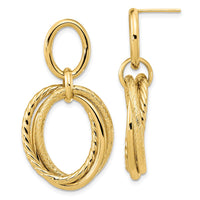Load image into Gallery viewer, 14K Polished and Textured Post Dangle Earrings
