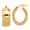 14K Polished Textured Oval Hoop Earrings