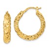 14k Polished Textured Hoop Earrings