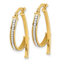 Load image into Gallery viewer, 14K Polished Glitter Infused Hoop Earrings
