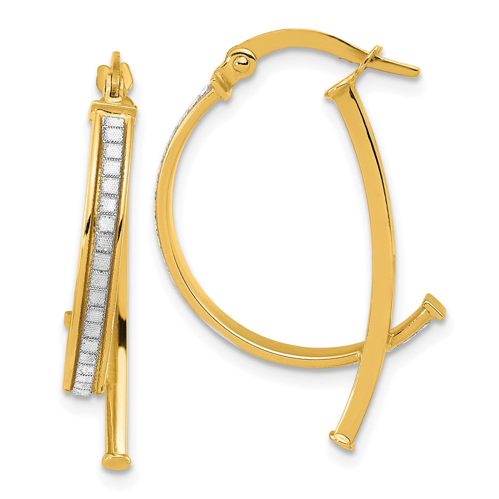 14K Polished Glitter Infused Hoop Earrings
