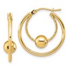 14K Polished Textured w/ 6mm Ball Hoop Earrings