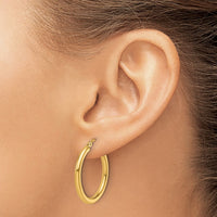 Load image into Gallery viewer, 14k Polished 2.5mm Lightweight Tube Hoop Earrings
