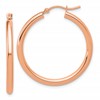 14k Rose Gold Polished 2.5mm Lightweight Tube Hoop Earrings