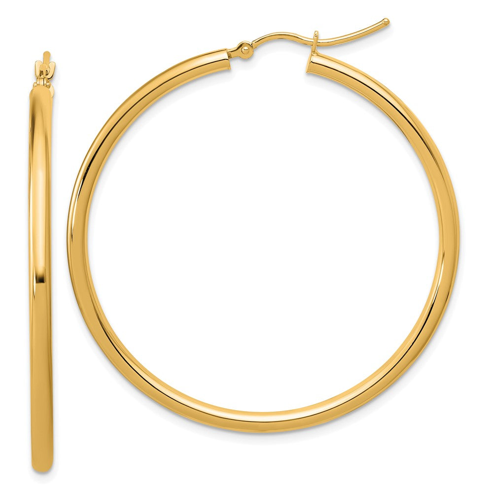 14k Polished 2.5mm Lightweight Tube Hoop Earrings