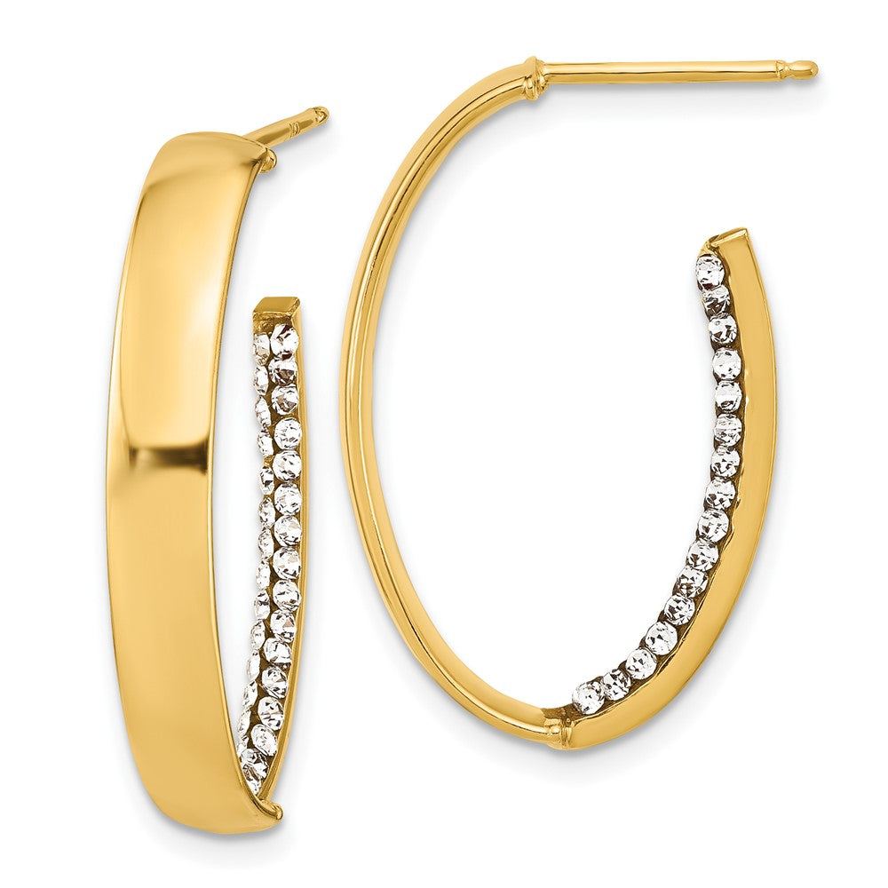 14k Polished Crystals J-Hoop Earrings