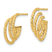 Load image into Gallery viewer, 14K Polished and Hammered Post Hoop Earrings
