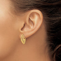 Load image into Gallery viewer, 14K Polished and Hammered Post Hoop Earrings
