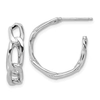 Load image into Gallery viewer, 14K w/Wht RH-plating Polished Link Post Hoop Earrings
