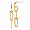14K with White Rhodium Pol and Diamond-cut Link Dangle Earrings
