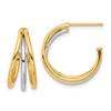 14K with Rhodium Polished Hoop Post Earrings