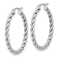 Load image into Gallery viewer, 14K w/White RH-plating Polished Twist Hoop Earrings
