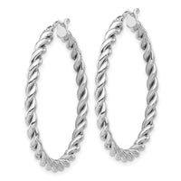 Load image into Gallery viewer, 14K w/White RH-plating Polished Twist Hoop Earrings
