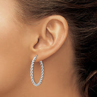Load image into Gallery viewer, 14K w/White RH-plating Polished Twist Hoop Earrings
