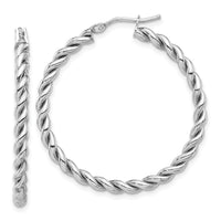 Load image into Gallery viewer, 14K w/White RH-plating Polished Twist Hoop Earrings
