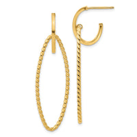 Load image into Gallery viewer, 14K Polished and Twist Dangle Oval J-Hoop Earrings
