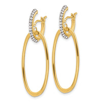 Load image into Gallery viewer, 14K Polished Crystal Oval Hoop Earrings
