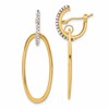 14K Polished Crystal Oval Hoop Earrings