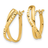 Load image into Gallery viewer, 14K Polished and Diamond-cut Hoop Earrings
