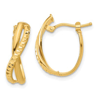 Load image into Gallery viewer, 14K Polished and Diamond-cut Hoop Earrings
