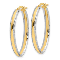Load image into Gallery viewer, 14K and White Rhodium Polished and Diamond-cut In/Out Hoop Earring
