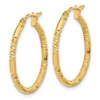 Load image into Gallery viewer, 14K Polished and Textured Hoop Earrings

