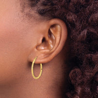 Load image into Gallery viewer, 14K Polished and Textured Hoop Earrings
