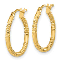 Load image into Gallery viewer, 14K Polished and Textured Hoop Earrings
