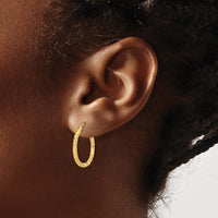 Load image into Gallery viewer, 14K Polished and Textured Hoop Earrings

