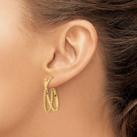 Load image into Gallery viewer, 14K Polished and Twist J-Hoop Post Earrings
