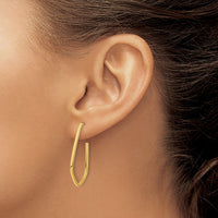 Load image into Gallery viewer, 14K Polished Geometric Shaped J-Hoop Post Earrings
