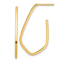 Load image into Gallery viewer, 14K Polished Geometric Shaped J-Hoop Post Earrings
