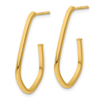 Load image into Gallery viewer, 14K Polished Geometric Shaped J-Hoop Post Earrings
