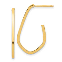 Load image into Gallery viewer, 14K Polished Geometric Shaped J-Hoop Post Earrings
