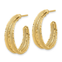 Load image into Gallery viewer, 14K Diamond-cut and Textured Post Hoop Earrings

