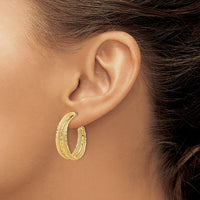 Load image into Gallery viewer, 14K Diamond-cut and Textured Post Hoop Earrings
