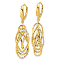 Load image into Gallery viewer, 14K Polished and Textured Ovals Dangle Earrings

