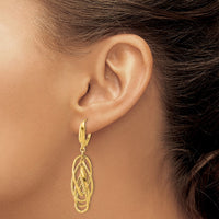Load image into Gallery viewer, 14K Polished and Textured Ovals Dangle Earrings
