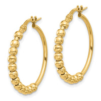 Load image into Gallery viewer, 14K Polished Beaded Hoop Earrings
